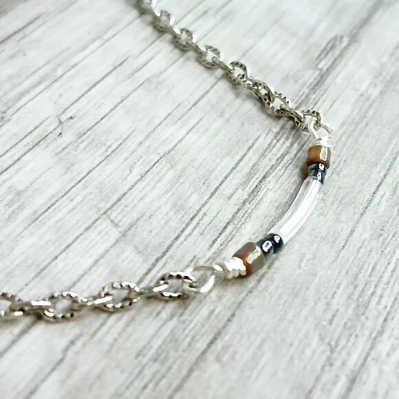 Minimalist Dainty Beaded Choker Necklace, 13" - Picture 3 of 4